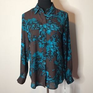 NWT WhoWhatWear unique color combo floral blouse